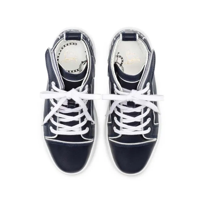 Kids Funnytopi Hightop Sneakers 8211 Calf Leather 8211 Navy Christian Louboutin Sneakers