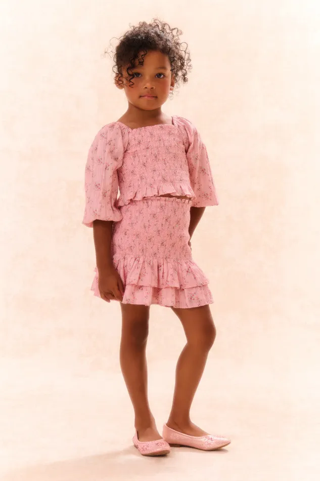 Kids Girls LoveShackFancy Girls Malva Cotton Top Pink Dusk