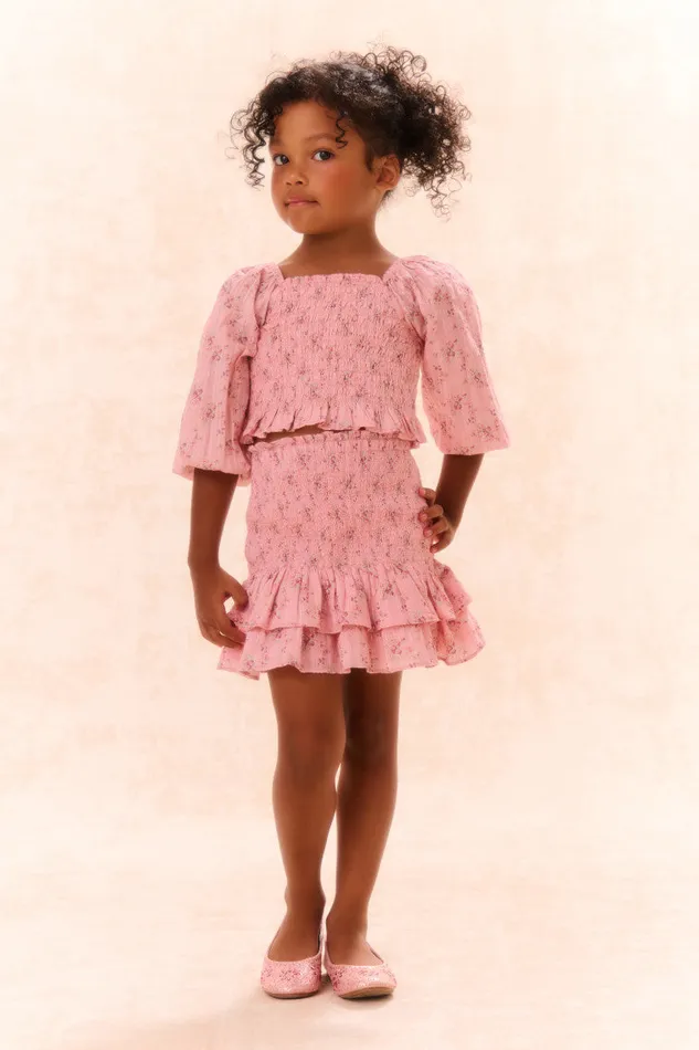 Kids Girls LoveShackFancy Girls Malva Cotton Top Pink Dusk