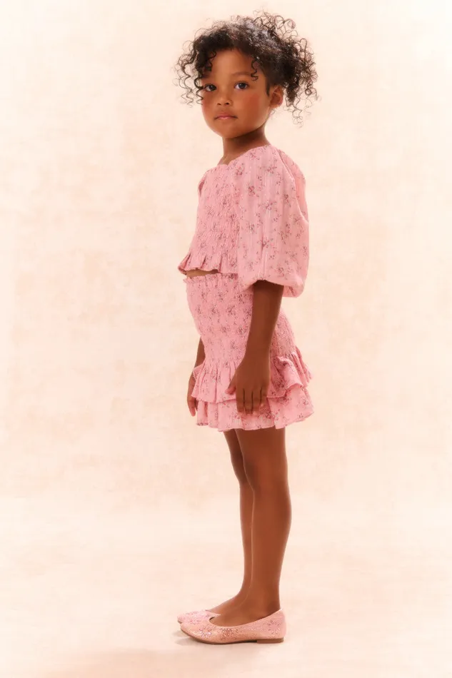 Kids Girls LoveShackFancy Girls Malva Cotton Top Pink Dusk