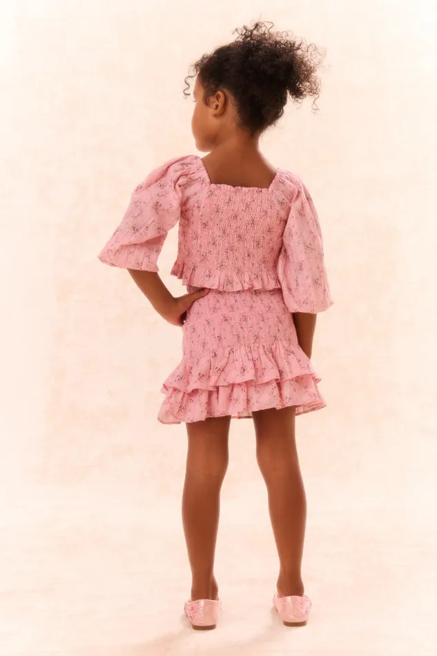Kids Girls LoveShackFancy Girls Malva Cotton Top Pink Dusk