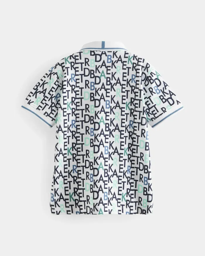 Kids MARLAR 8211 Branded Letter Print Polo Shirt White Ted Baker Tops