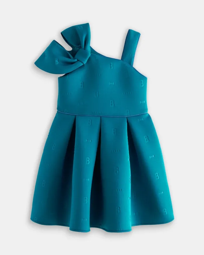 Kids MINDIEE 8211 Bow Shoulder Logo Scuba Dress Blue Ted Baker Dresses Kids MINDIEE 8211 Bow Shoulder Logo Scuba Dress Blue Ted Baker Dresses