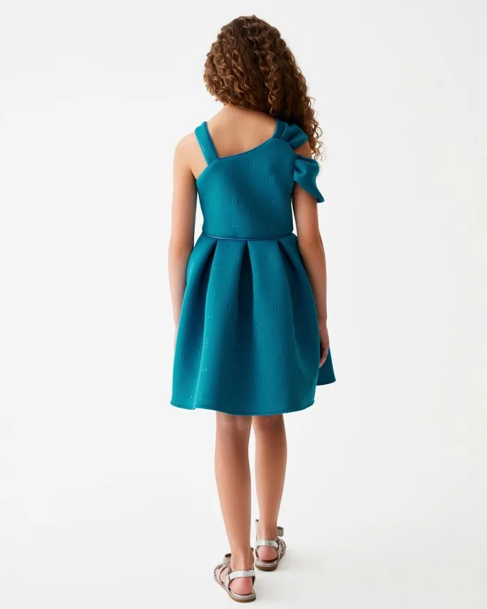 Kids MINDIEE 8211 Bow Shoulder Logo Scuba Dress Blue Ted Baker Dresses Kids MINDIEE 8211 Bow Shoulder Logo Scuba Dress Blue Ted Baker Dresses
