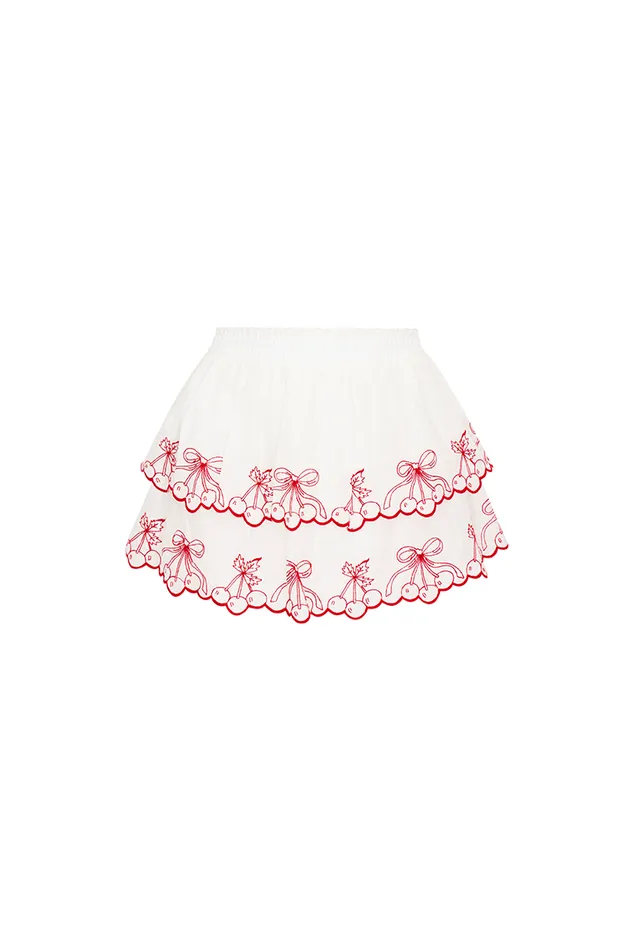 Kids Mommy and Me LoveShackFancy Amparo Embroidered Cotton Mini Skirt Candy Red Kids Mommy and Me LoveShackFancy Amparo Embroidered Cotton Mini Skirt Candy Red