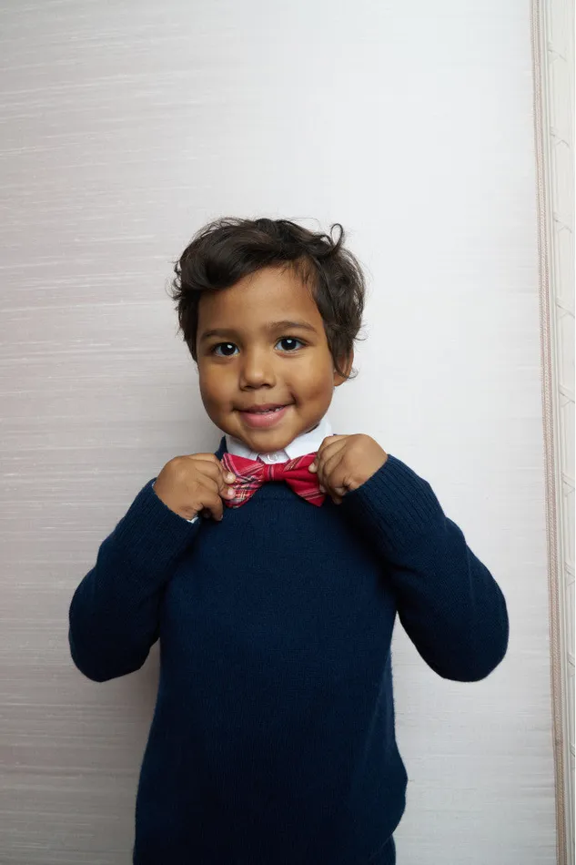 Kids Mommy and Me LoveShackFancy Bastow Tartan Bow Tie Cheery Red