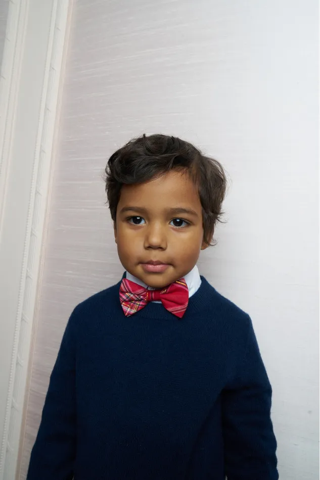 Kids Mommy and Me LoveShackFancy Bastow Tartan Bow Tie Cheery Red