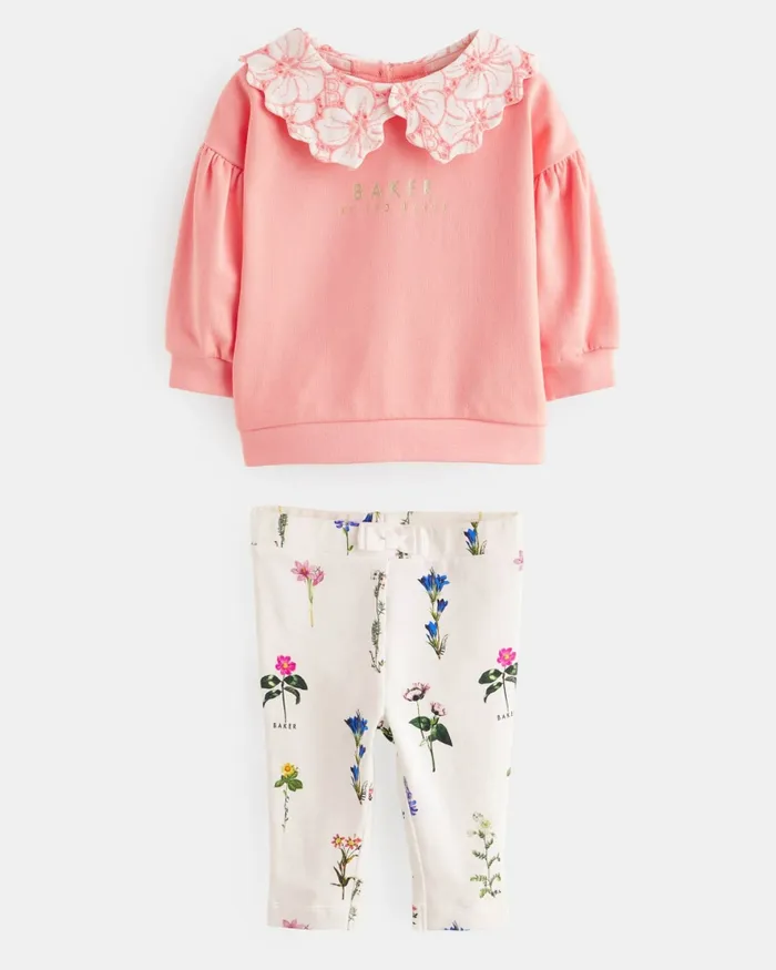 Kids SABELHA 8211 Collared Sweater And Printed Leggings Set Coral Ted Baker Playsuits and Sets Kids SABELHA 8211 Collared Sweater And Printed Leggings Set Coral Ted Baker Playsuits and Sets