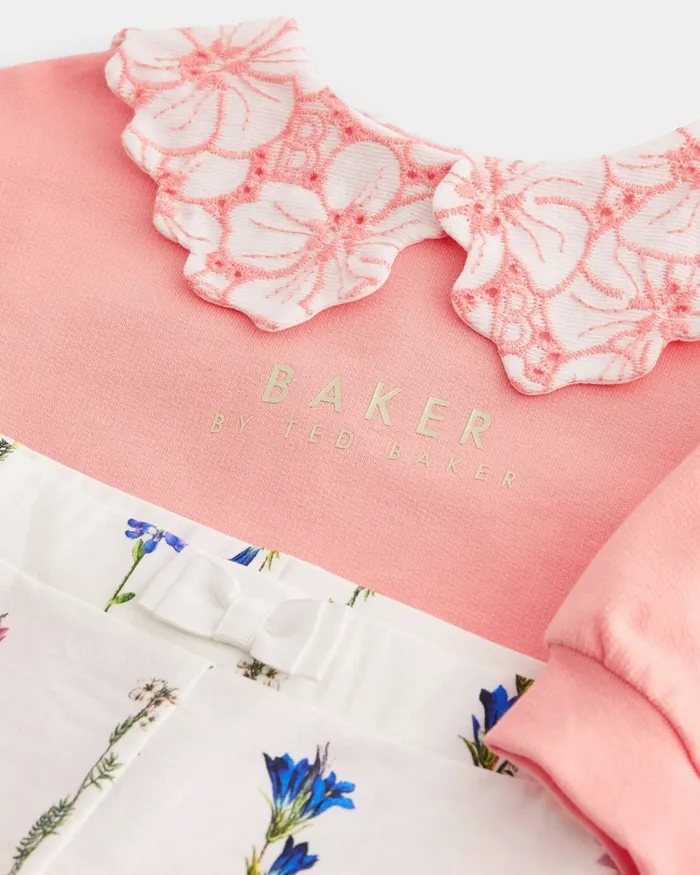 Kids SABELHA 8211 Collared Sweater And Printed Leggings Set Coral Ted Baker Playsuits and Sets Kids SABELHA 8211 Collared Sweater And Printed Leggings Set Coral Ted Baker Playsuits and Sets