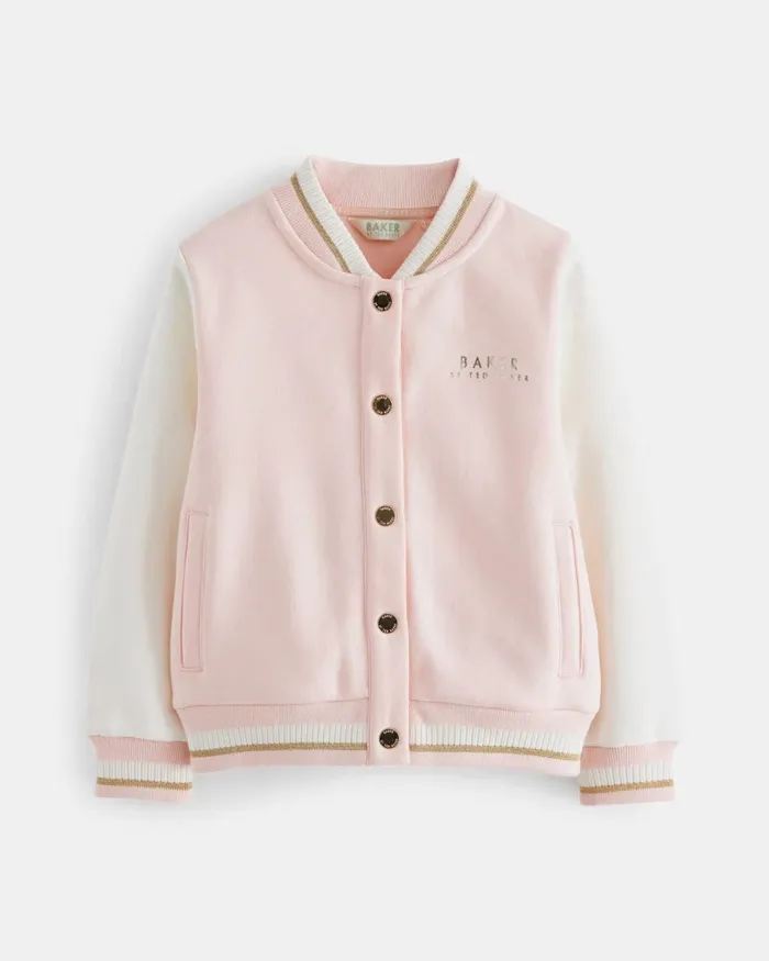 Kids THEEGAN 8211 Metallic Logo Varsity Jacket Pink Ted Baker Coats and Jackets Kids THEEGAN 8211 Metallic Logo Varsity Jacket Pink Ted Baker Coats and Jackets