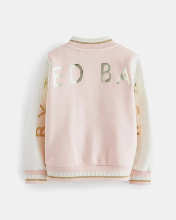 Kids THEEGAN 8211 Metallic Logo Varsity Jacket Pink Ted Baker Coats and Jackets Kids THEEGAN 8211 Metallic Logo Varsity Jacket Pink Ted Baker Coats and Jackets