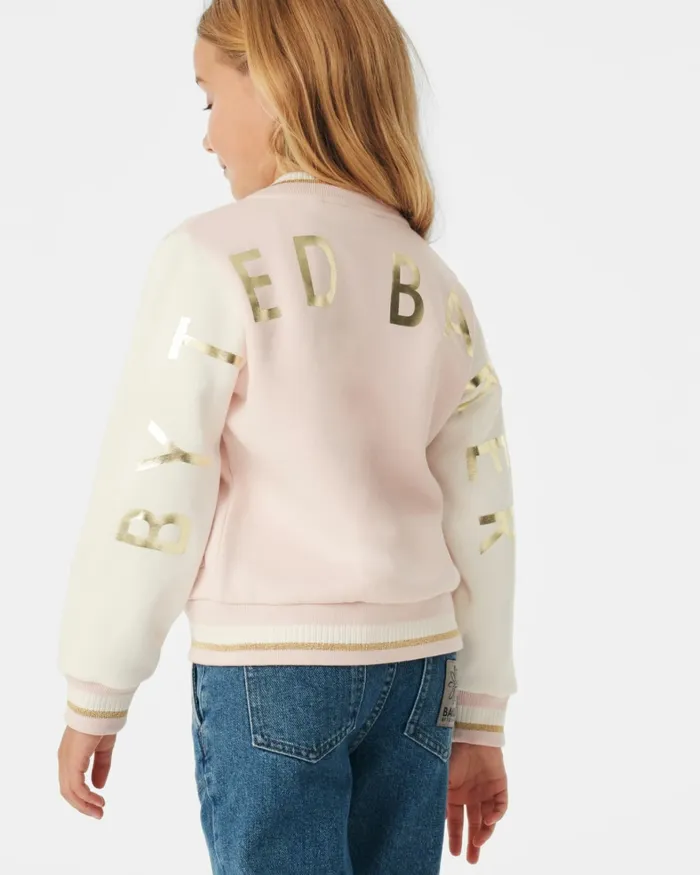 Kids THEEGAN 8211 Metallic Logo Varsity Jacket Pink Ted Baker Coats and Jackets Kids THEEGAN 8211 Metallic Logo Varsity Jacket Pink Ted Baker Coats and Jackets