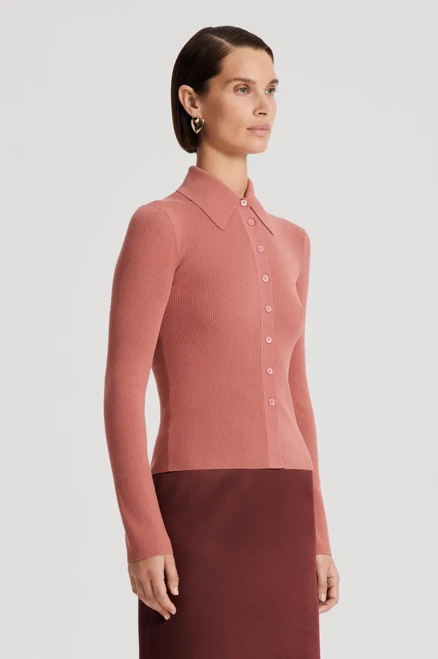 KNIT SHIRT BLUSH Women Tops Scanlan Theodore KNIT SHIRT BLUSH Women Tops Scanlan Theodore