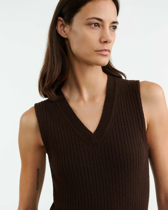 Knits and Sweaters Women IKER CASHMERE VEST Espresso Nili Lotan