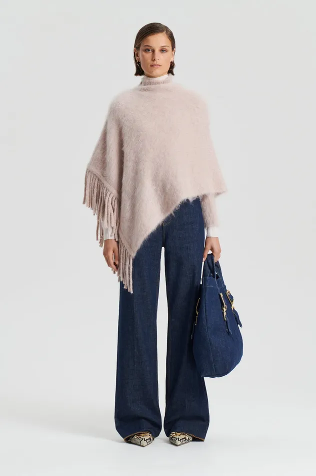 Knitwear BRUSHED FRINGED CAPE MINK Scanlan Theodore Women