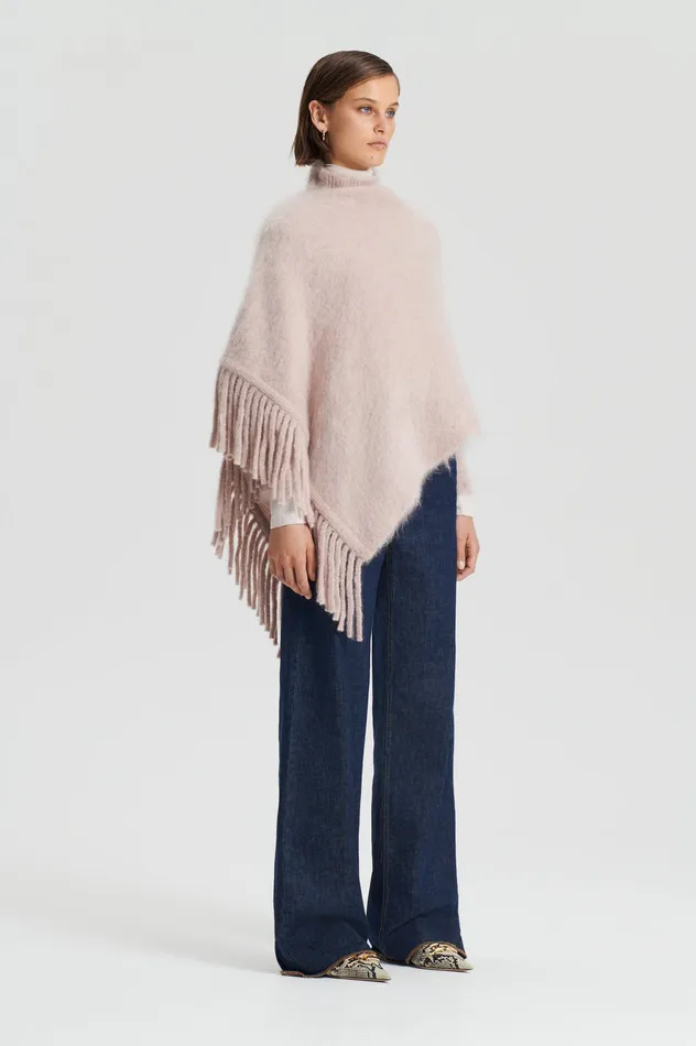 Knitwear BRUSHED FRINGED CAPE MINK Scanlan Theodore Women