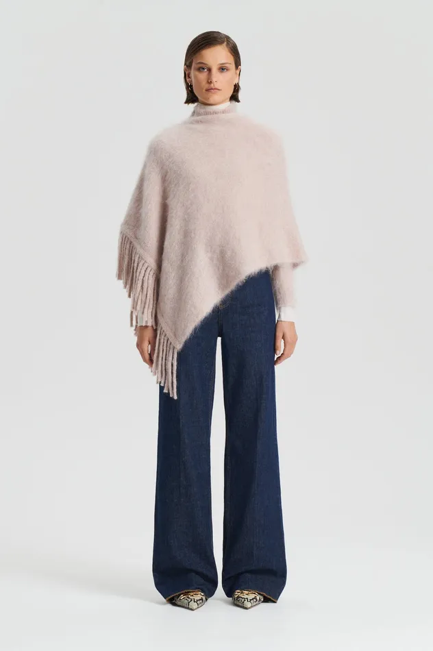Knitwear BRUSHED FRINGED CAPE MINK Scanlan Theodore Women