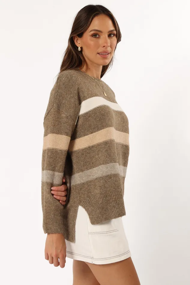 Knitwear petalandpup Women Esther Stripe Knit Sweater 8211 Brown Brown