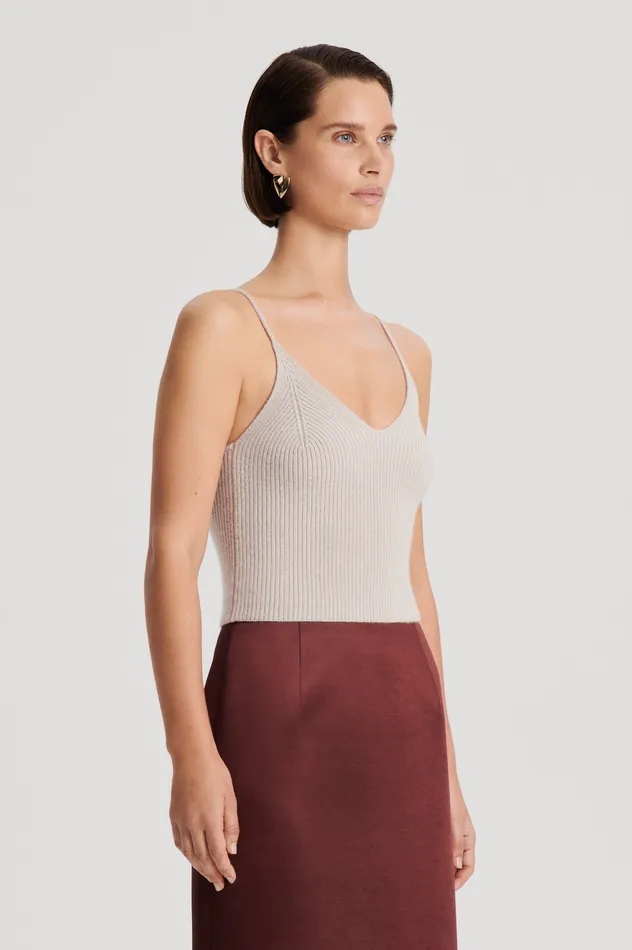 Knitwear Scanlan Theodore Women CASHMERE CAMISOLE DOVE Knitwear Scanlan Theodore Women CASHMERE CAMISOLE DOVE