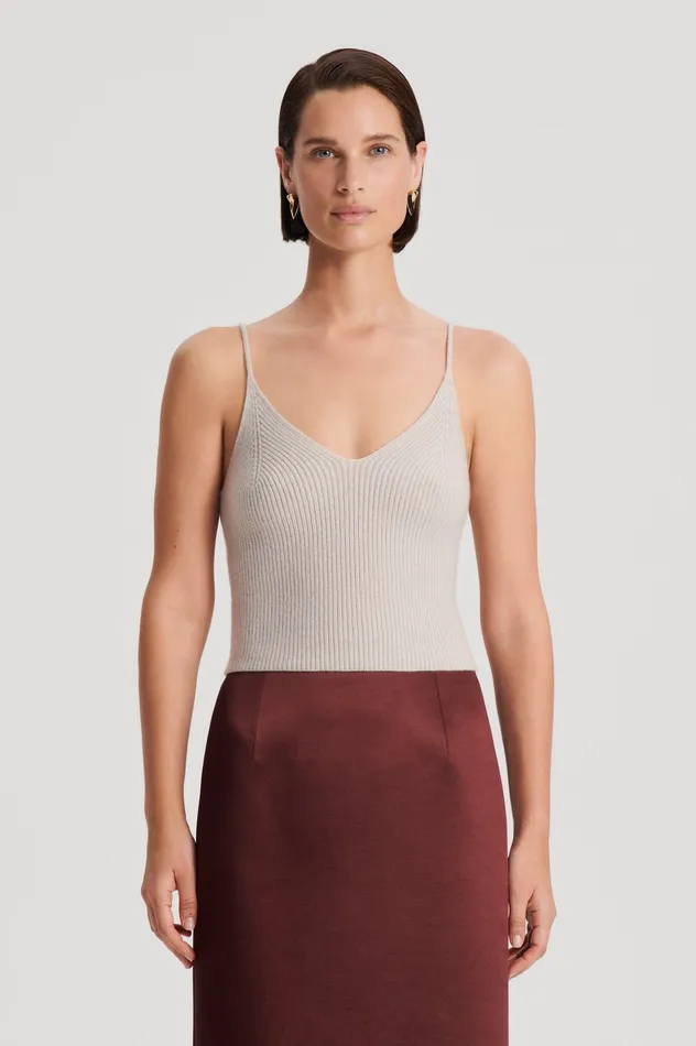 Knitwear Scanlan Theodore Women CASHMERE CAMISOLE DOVE Knitwear Scanlan Theodore Women CASHMERE CAMISOLE DOVE