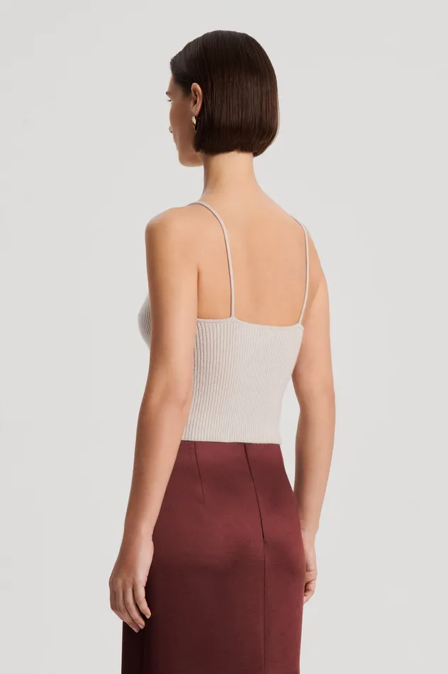 Knitwear Scanlan Theodore Women CASHMERE CAMISOLE DOVE Knitwear Scanlan Theodore Women CASHMERE CAMISOLE DOVE