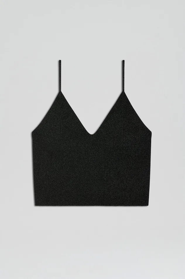 Knitwear Scanlan Theodore Women METALLIC KNIT CAMISOLE BLACK Knitwear Scanlan Theodore Women METALLIC KNIT CAMISOLE BLACK