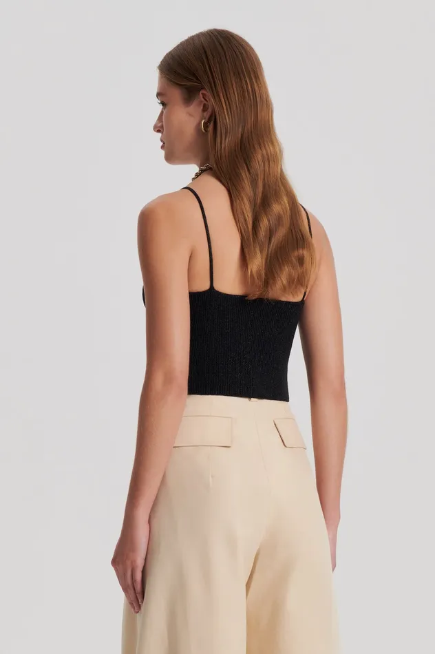 Knitwear Scanlan Theodore Women METALLIC KNIT CAMISOLE BLACK Knitwear Scanlan Theodore Women METALLIC KNIT CAMISOLE BLACK