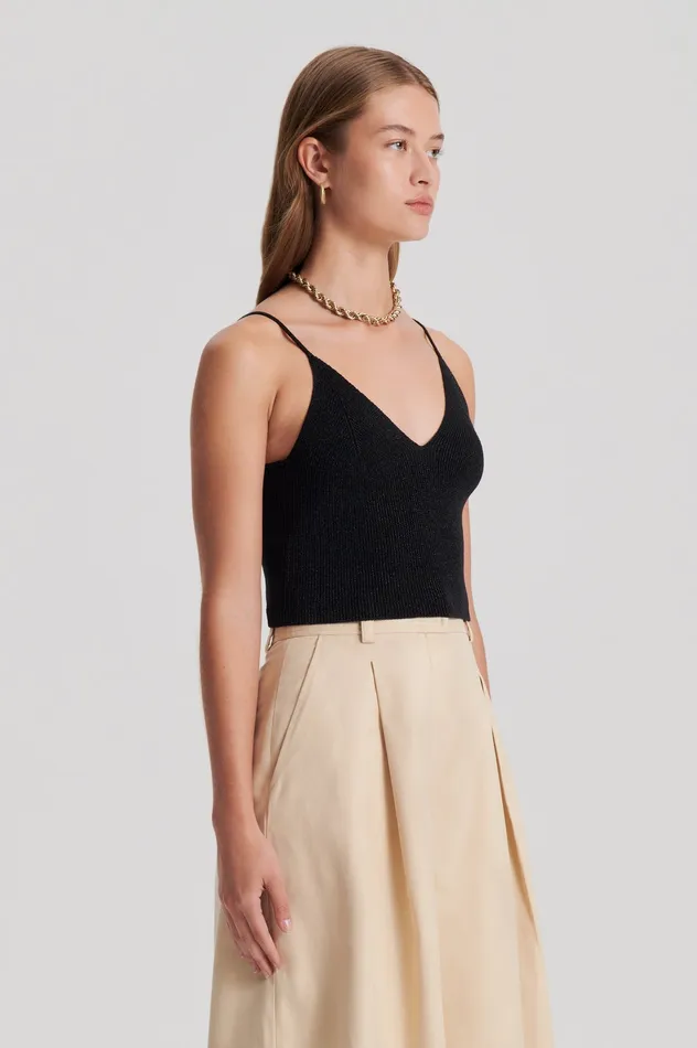 Knitwear Scanlan Theodore Women METALLIC KNIT CAMISOLE BLACK Knitwear Scanlan Theodore Women METALLIC KNIT CAMISOLE BLACK