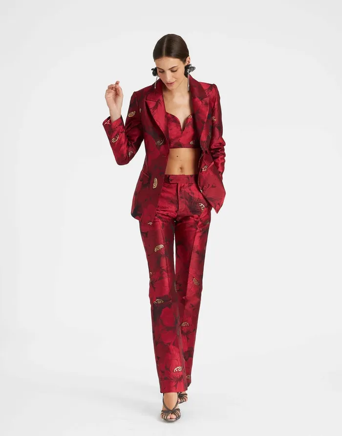 La Doublej 247 Jacket Ruby Red In Jacquard Women Outerwear