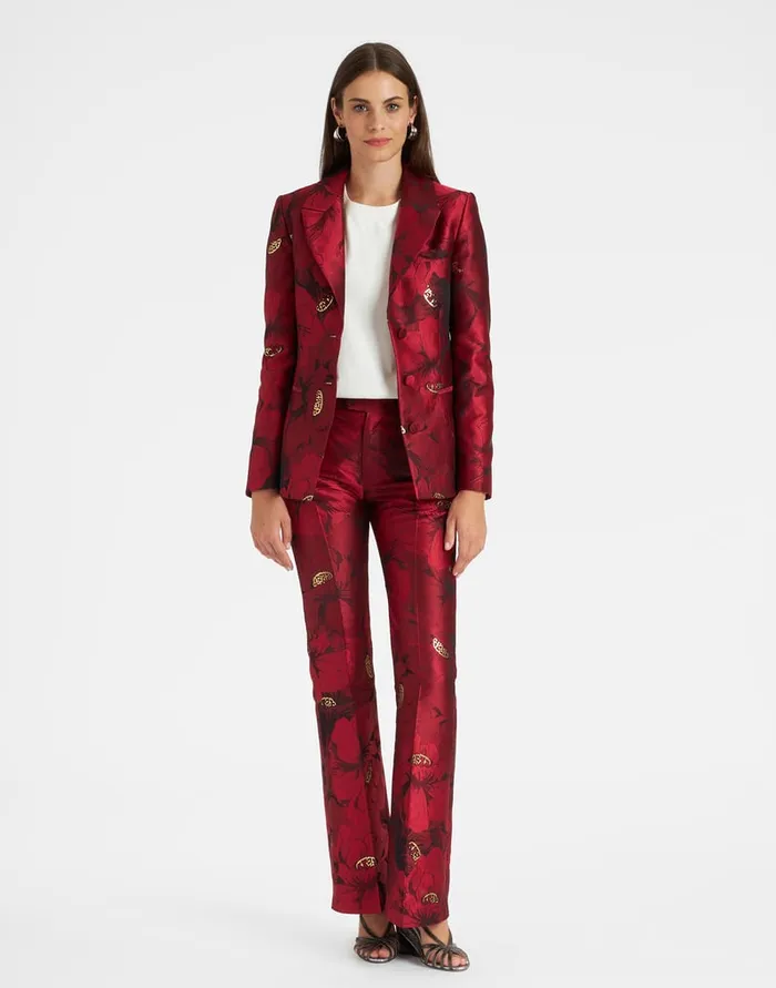 La Doublej 247 Jacket Ruby Red In Jacquard Women Outerwear