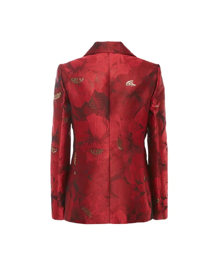 La Doublej 247 Jacket Ruby Red In Jacquard Women Outerwear