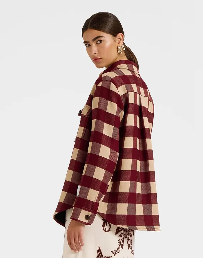 La Doublej Better Than Your Boyfriend039s Jacket Checkers Burgundy In Viscose Tailoring Women Outerwear