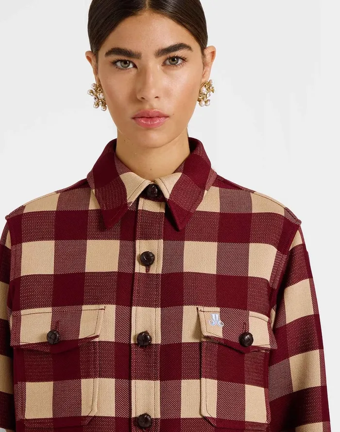 La Doublej Better Than Your Boyfriend039s Jacket Checkers Burgundy In Viscose Tailoring Women Outerwear