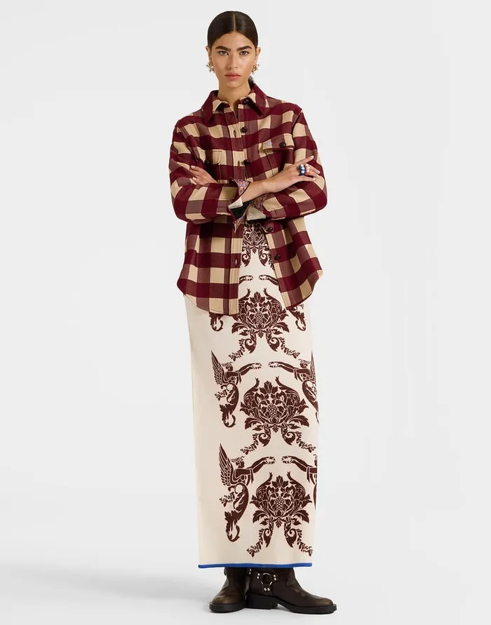 La Doublej Better Than Your Boyfriend039s Jacket Checkers Burgundy In Viscose Tailoring Women Outerwear