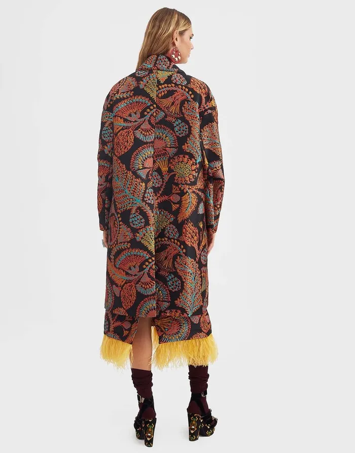 La Doublej Boxy Coat Sicomore Black In Jacquard Women Outerwear