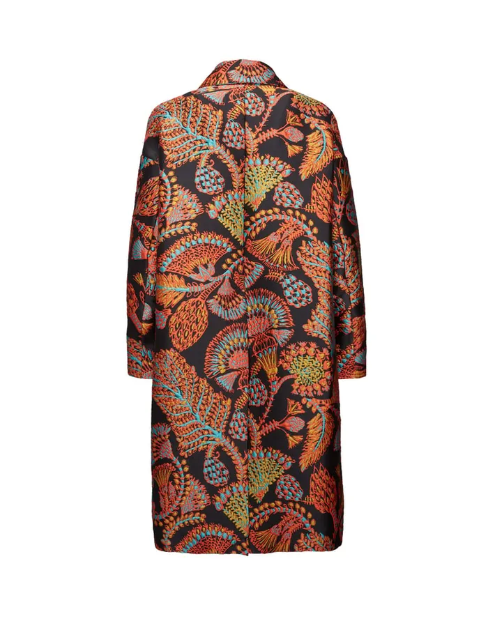 La Doublej Boxy Coat Sicomore Black In Jacquard Women Outerwear