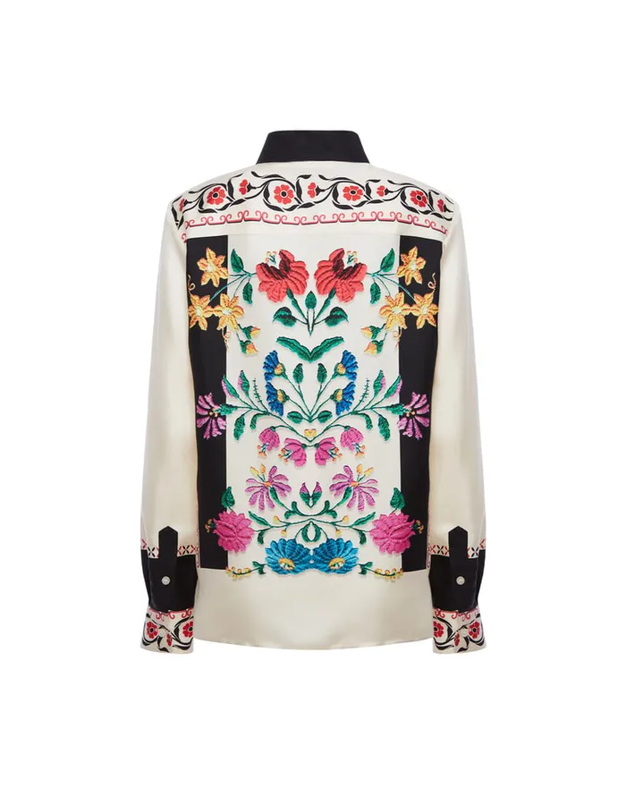 La Doublej Boy Shirt Plaza Place Ivory In Silk Twill Women Shirts and Tops