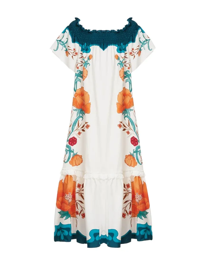 La Doublej Capalbio Dress Morpheus Place Orange In Summer Poplin Women Dresses