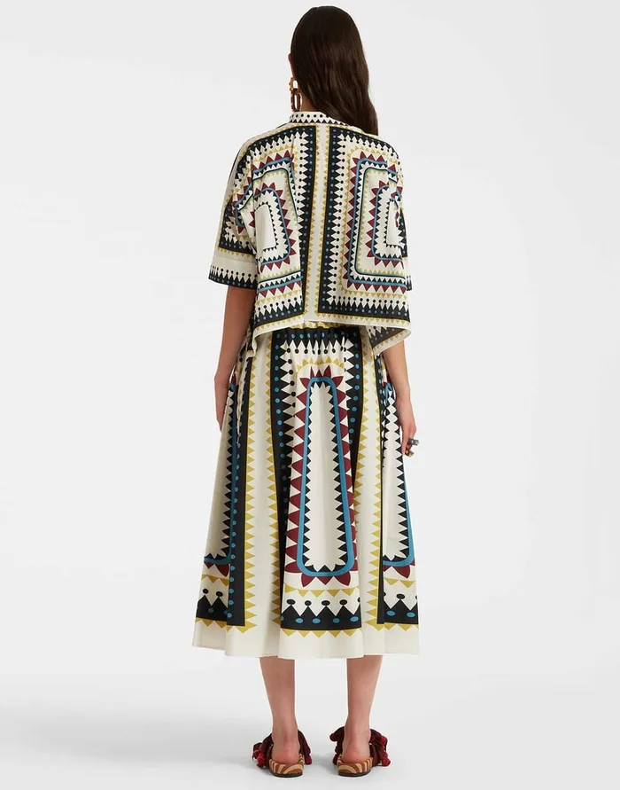 La Doublej Drawstring Skirt Doric Place Cream In Cotton Poplin Women Skirts