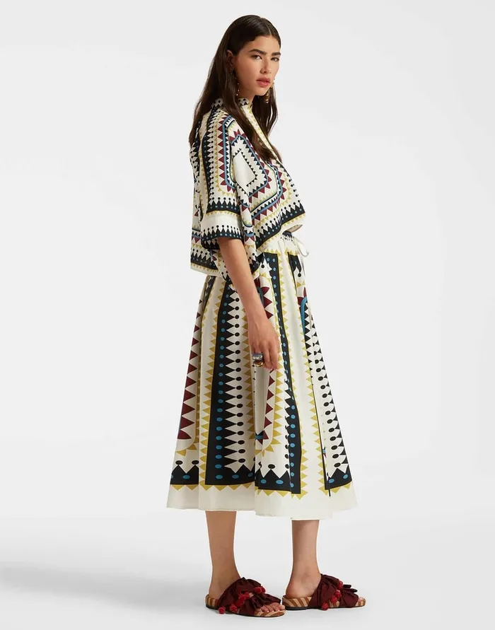 La Doublej Drawstring Skirt Doric Place Cream In Cotton Poplin Women Skirts