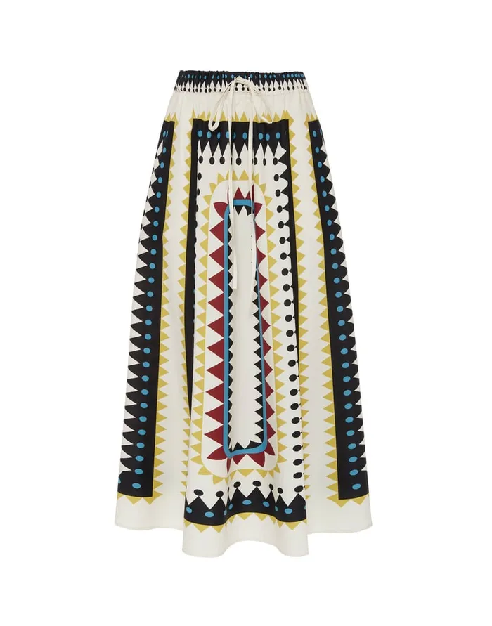 La Doublej Drawstring Skirt Doric Place Cream In Cotton Poplin Women Skirts