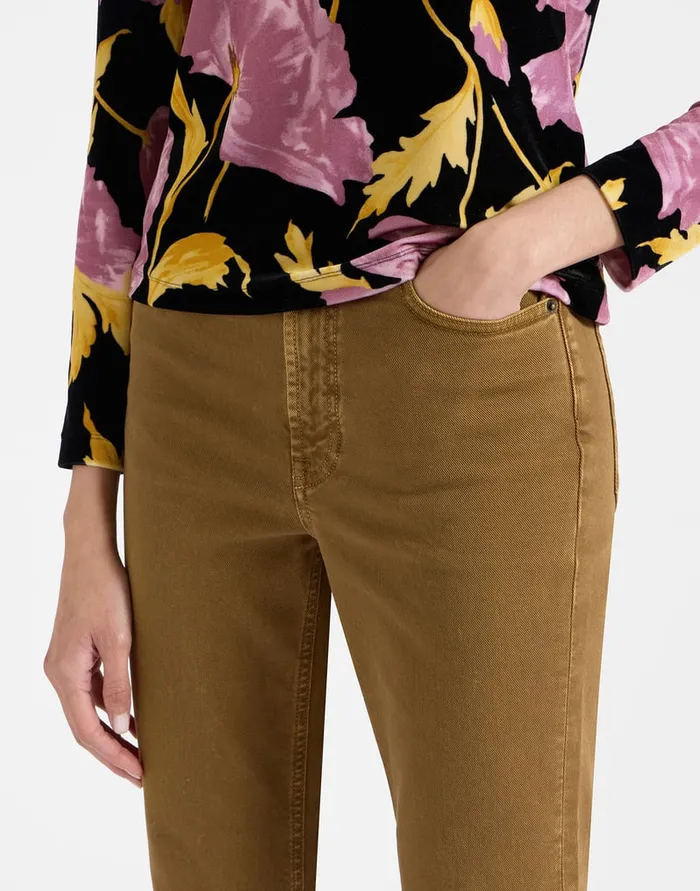 La Doublej Fancy Crop Jeans Khaki In Denim With Feathers Women Shorts and Pants