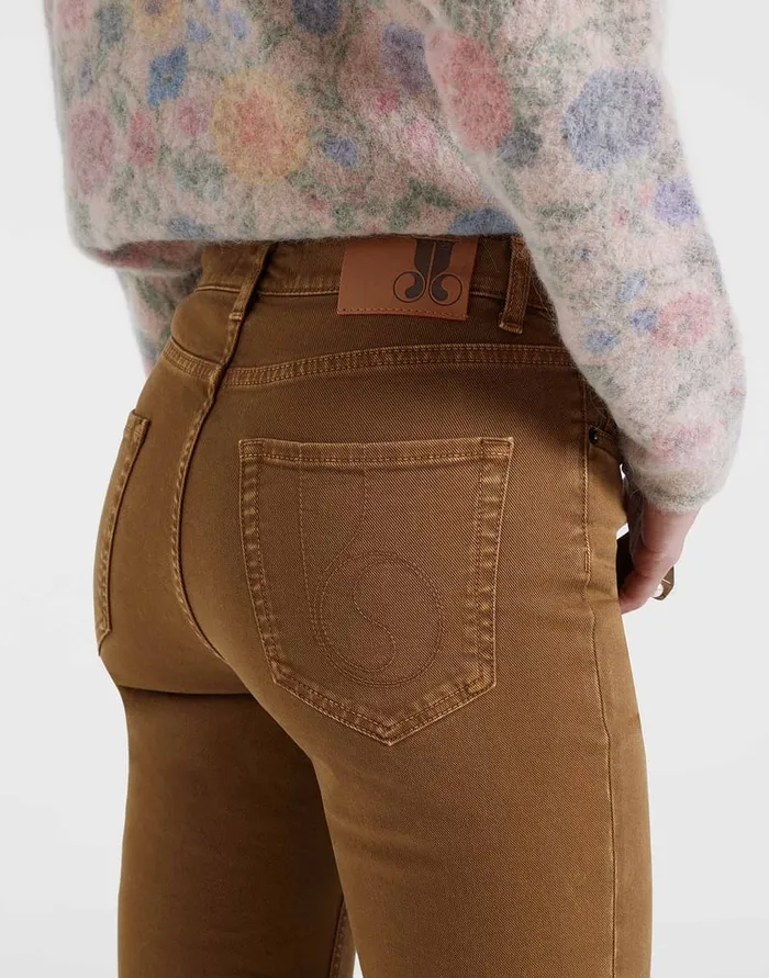 La Doublej Fancy Crop Jeans Khaki In Denim With Feathers Women Shorts and Pants