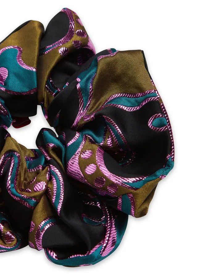 La Doublej Giga Scrunchie Spritz Blue Petrol In Jacquard Women Hair Accessories