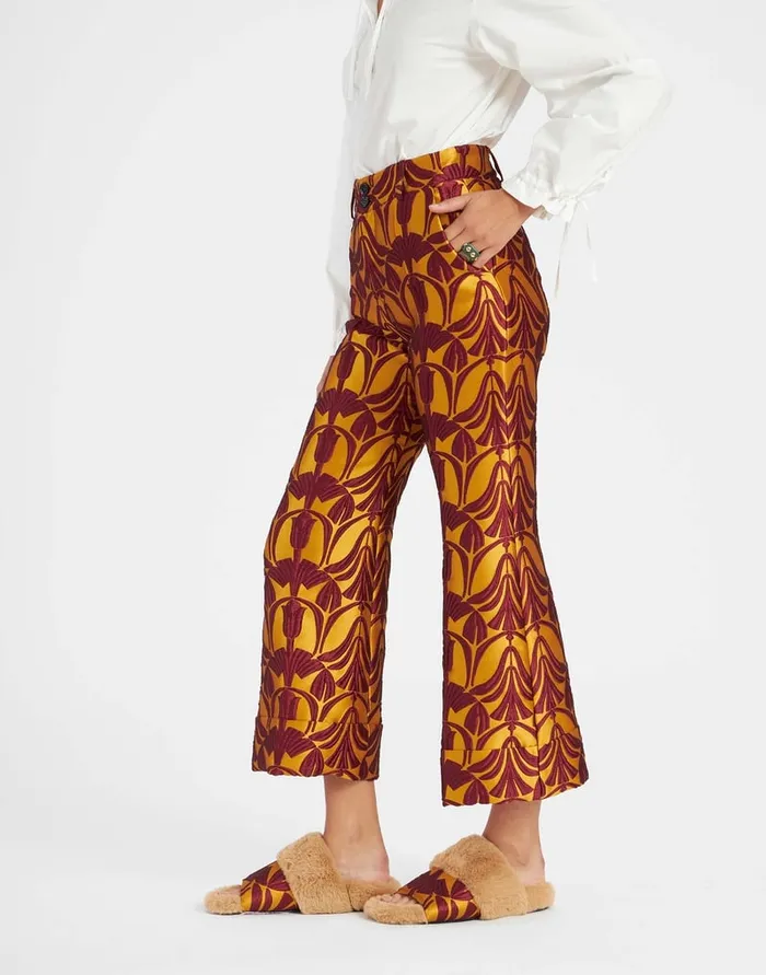 La Doublej Hendrix Pants Papyrus Gold In Jacquard Women Shorts and Pants