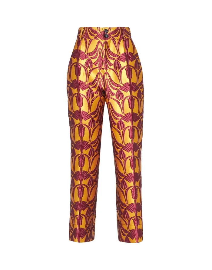 La Doublej Hendrix Pants Papyrus Gold In Jacquard Women Shorts and Pants