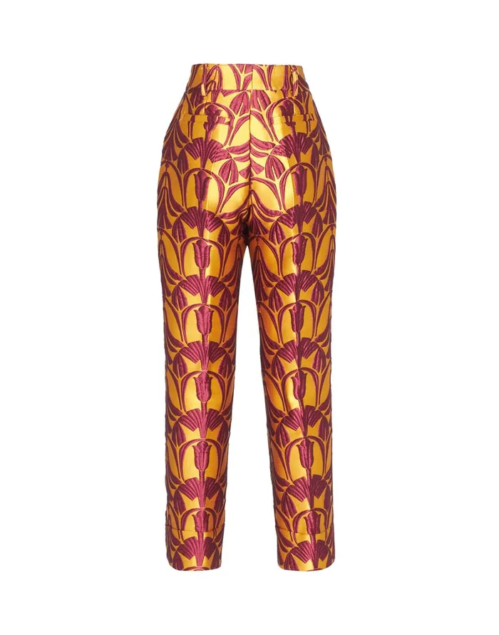 La Doublej Hendrix Pants Papyrus Gold In Jacquard Women Shorts and Pants