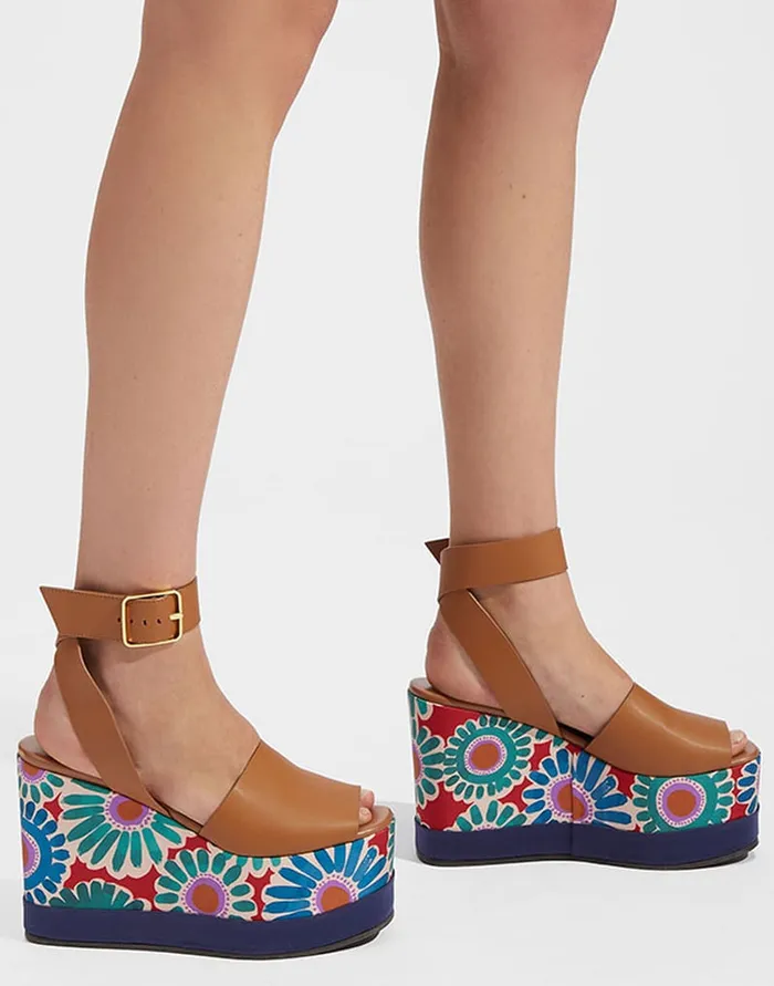 La Doublej High Plateau Crazy Daisy In Twill Women Shoes