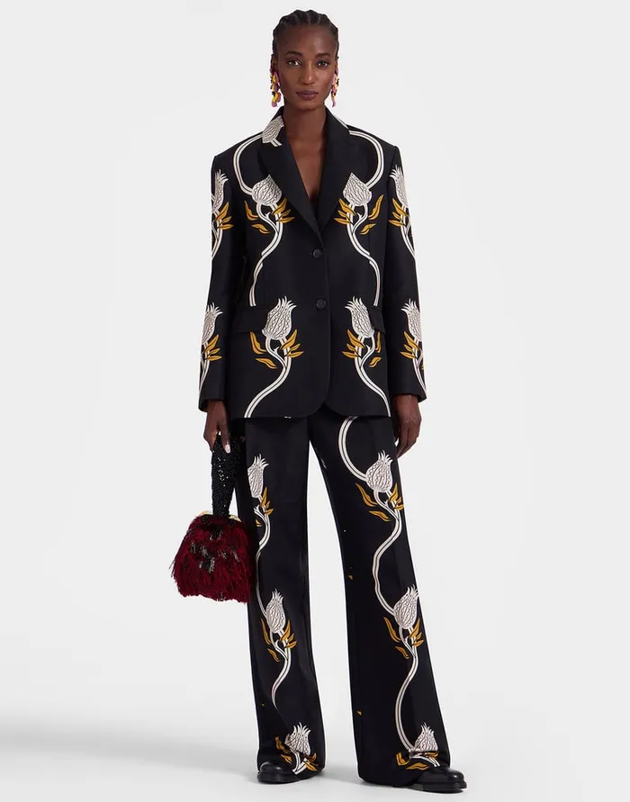 La Doublej Jones Jacket Melograno Black and White In Cady Wool Women Outerwear
