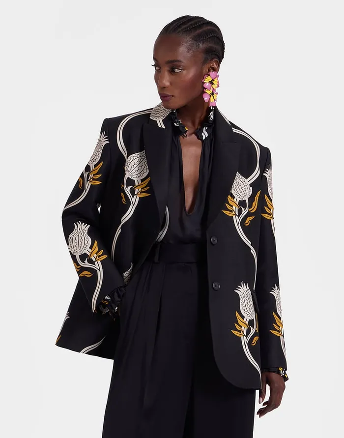 La Doublej Jones Jacket Melograno Black and White In Cady Wool Women Outerwear
